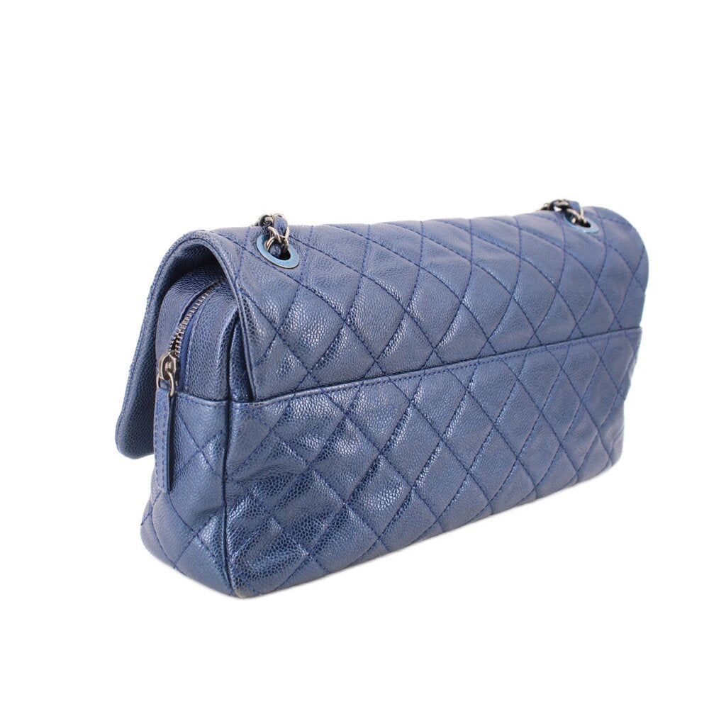 CHANEL EASY FLAP SHOULDER BAGS BLUE