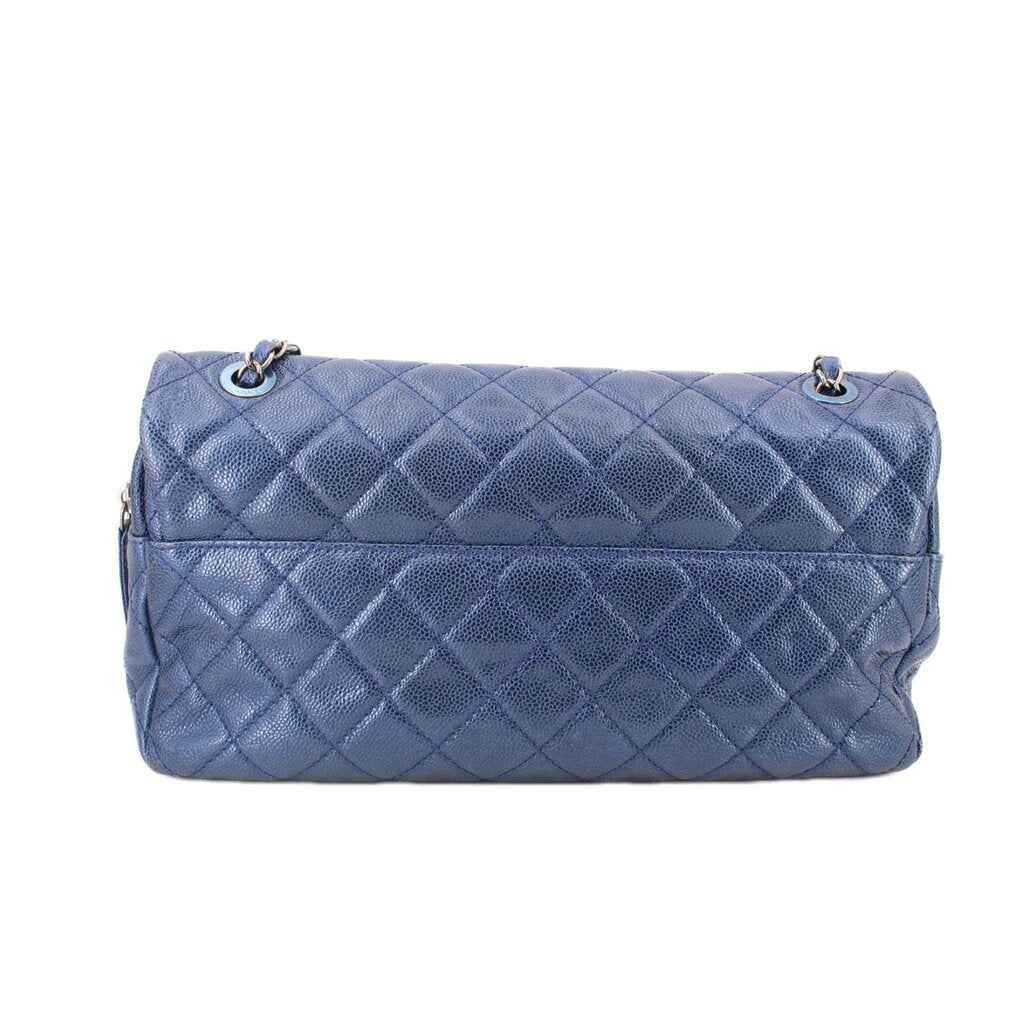 CHANEL EASY FLAP SHOULDER BAGS BLUE