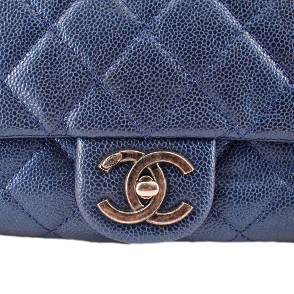 CHANEL EASY FLAP SHOULDER BAGS BLUE