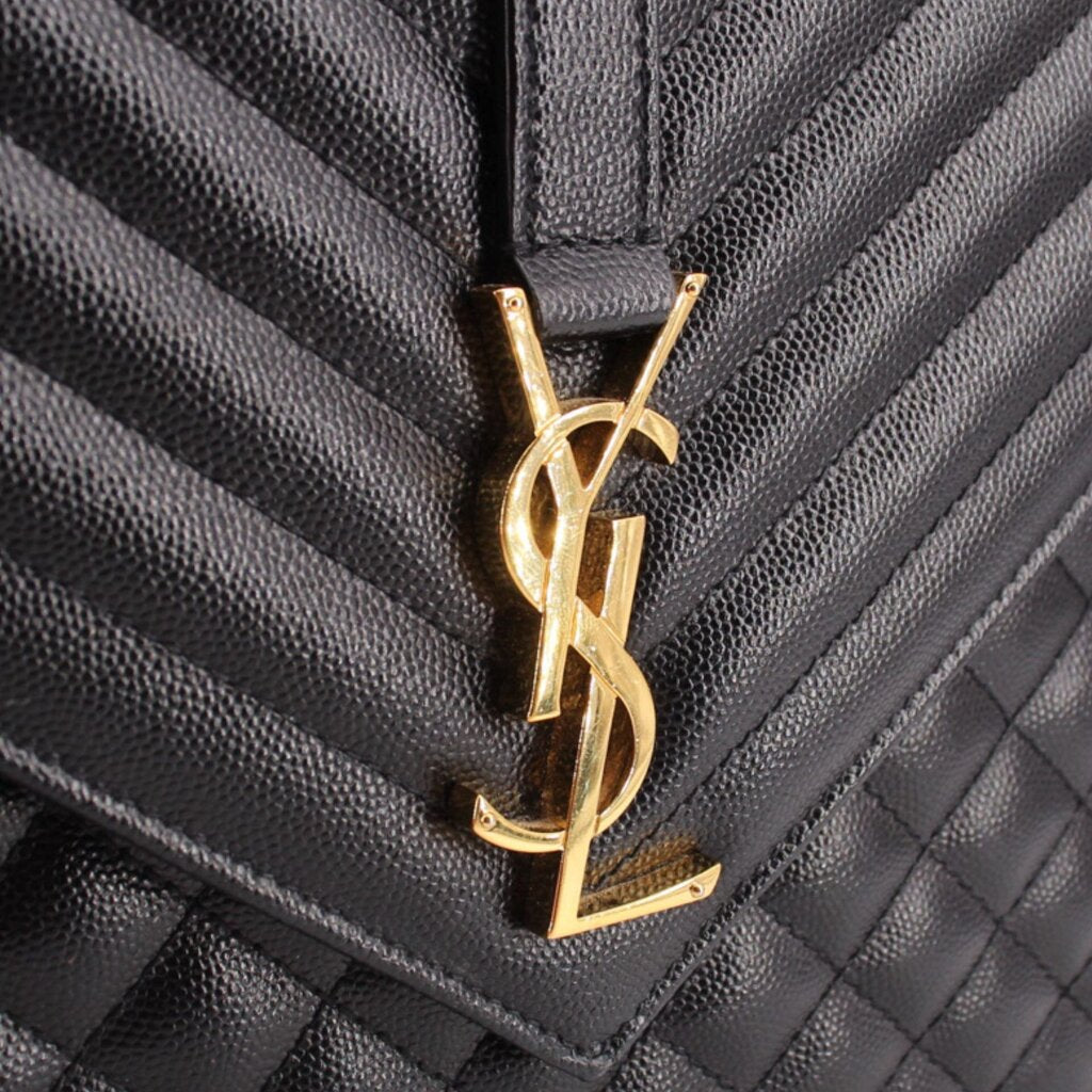 YSL LARGE TRI QUILT ENVELOPE CROSSBODYS BLACK