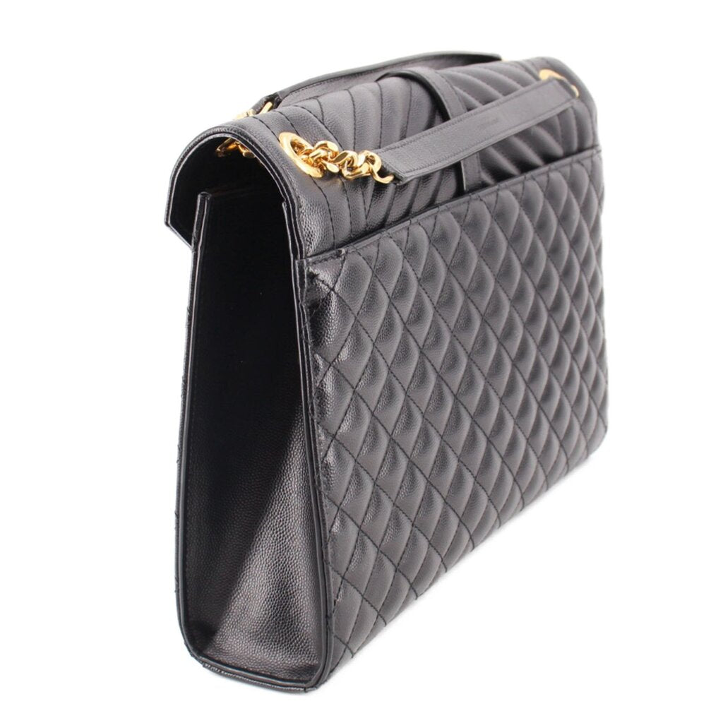 YSL LARGE TRI QUILT ENVELOPE CROSSBODYS BLACK
