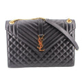 YSL LARGE TRI QUILT ENVELOPE CROSSBODYS BLACK