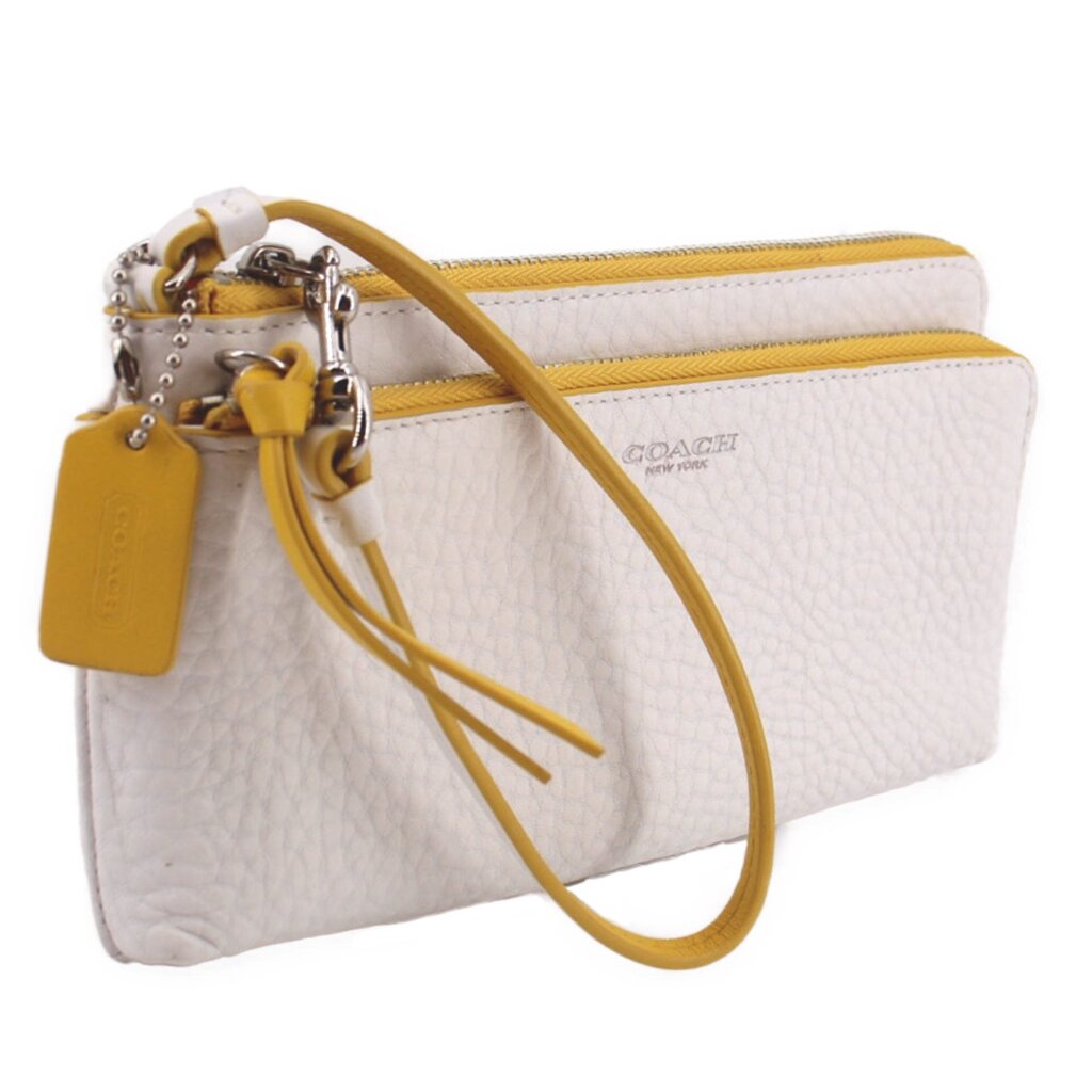 COACH DOUBLE WRISTLET WALLETS WHITE