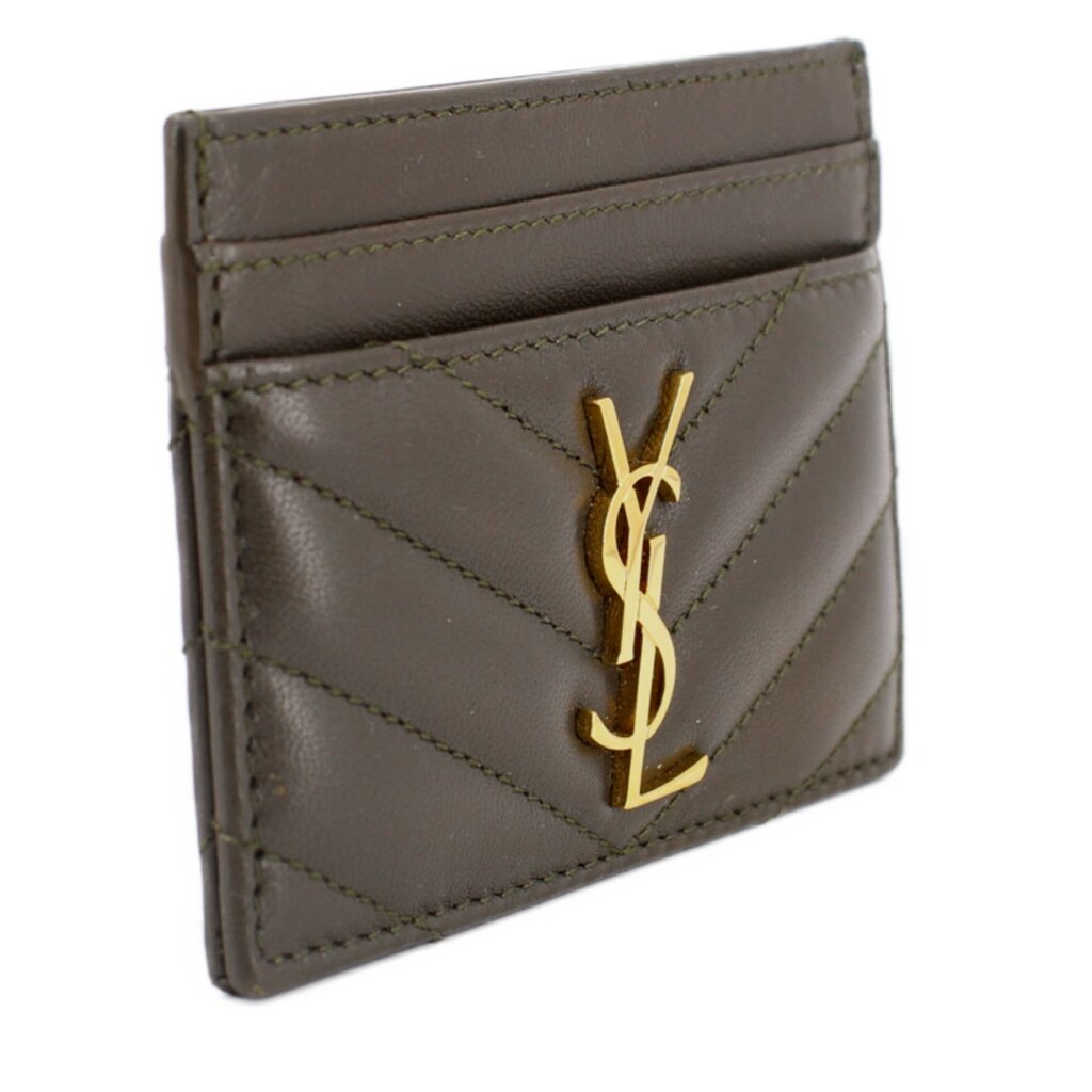 YSL CASSANDRE CARD CASE WALLETS OLIVE