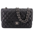 CHANEL JUMBO DOUBLE FLAP SHOULDER BAGS BLACK