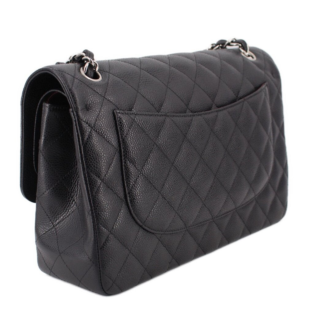 CHANEL JUMBO DOUBLE FLAP SHOULDER BAGS BLACK