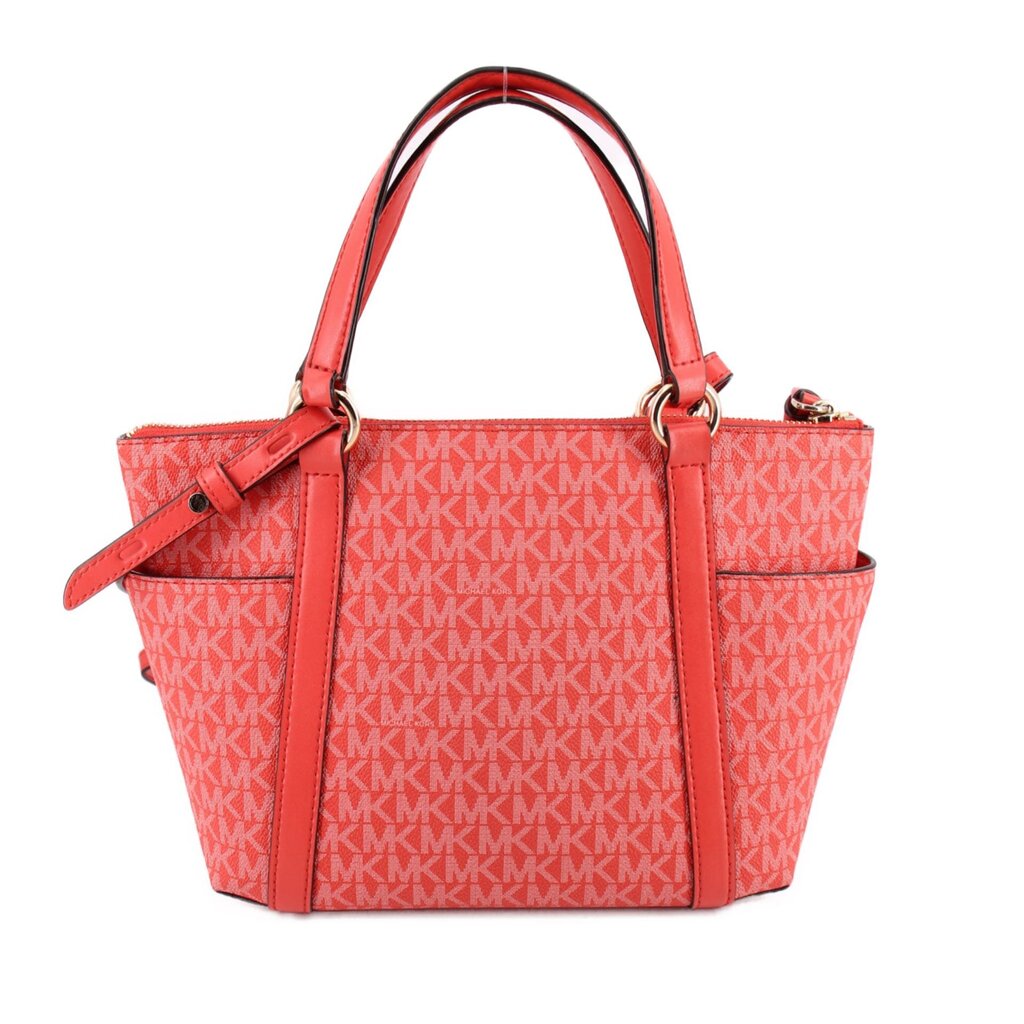 MICHAEL KORS SULLIVAN SMALL LOGO TOP-ZIP TOTES SALMON