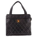 CHANEL VINTAGE LAMBSKIN SHOPPER TOTES BLACK