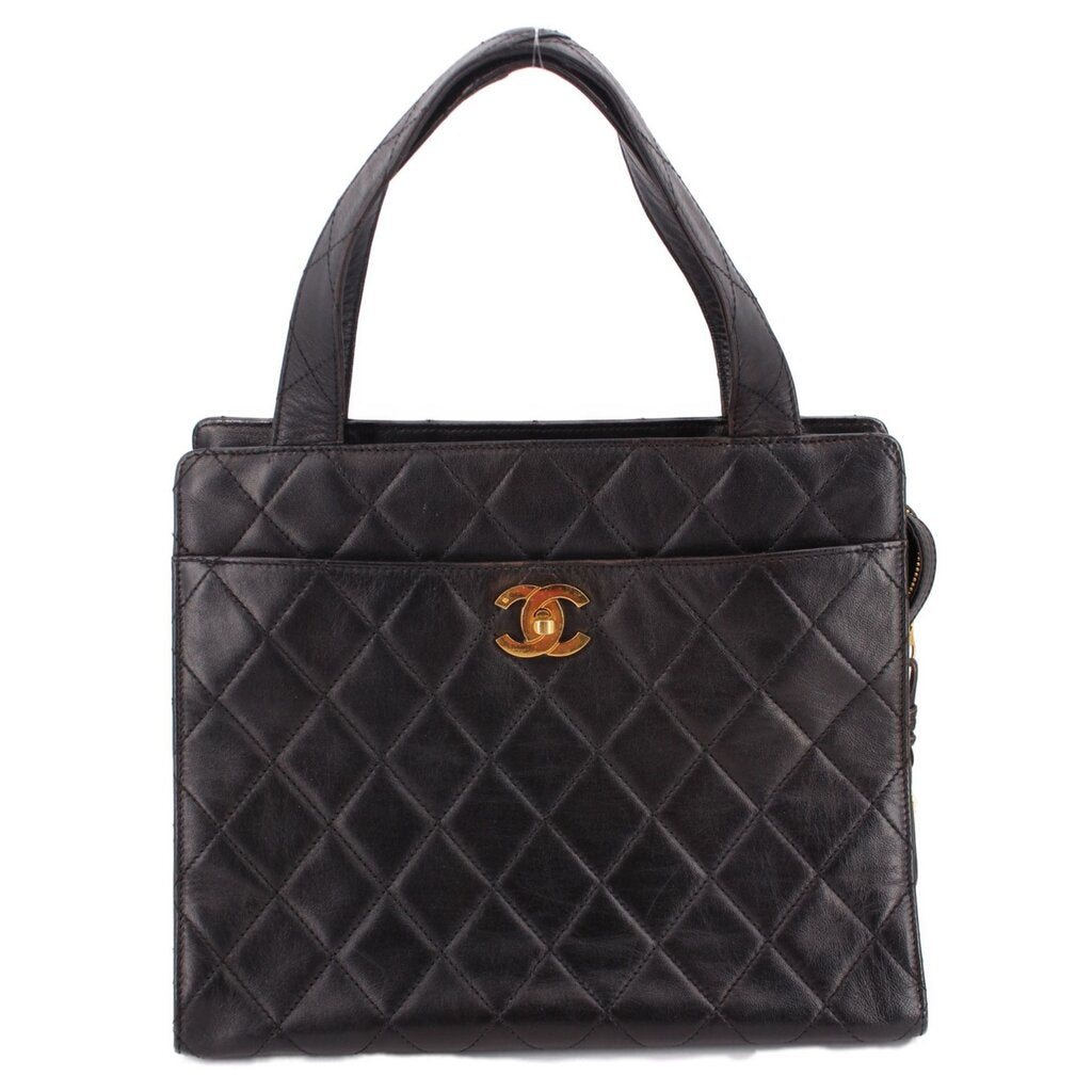 CHANEL VINTAGE LAMBSKIN SHOPPER TOTES BLACK