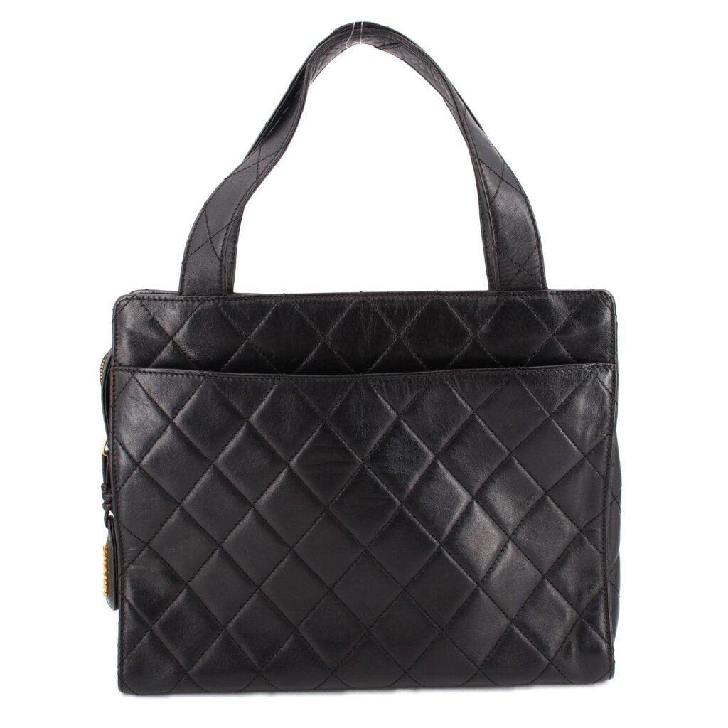 CHANEL VINTAGE LAMBSKIN SHOPPER TOTES BLACK