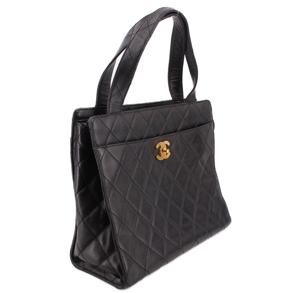 CHANEL VINTAGE LAMBSKIN SHOPPER TOTES BLACK