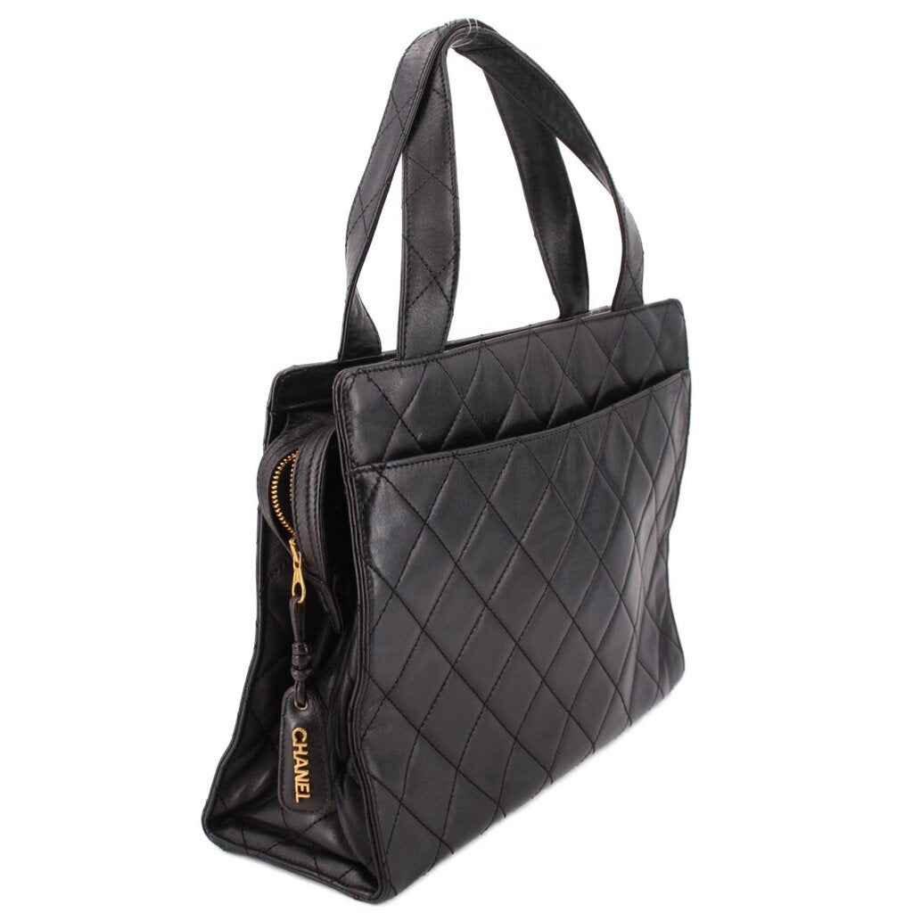 CHANEL VINTAGE LAMBSKIN SHOPPER TOTES BLACK