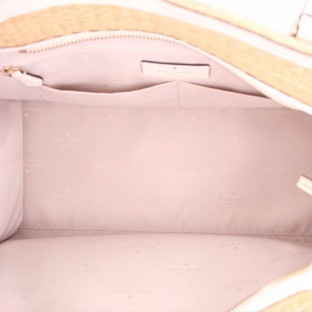KATE SPADE LARGE ELLIE STRAW TOTES TAN