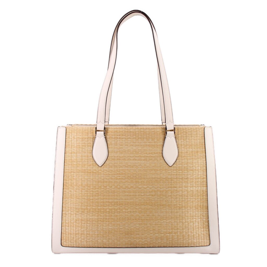 KATE SPADE LARGE ELLIE STRAW TOTES TAN