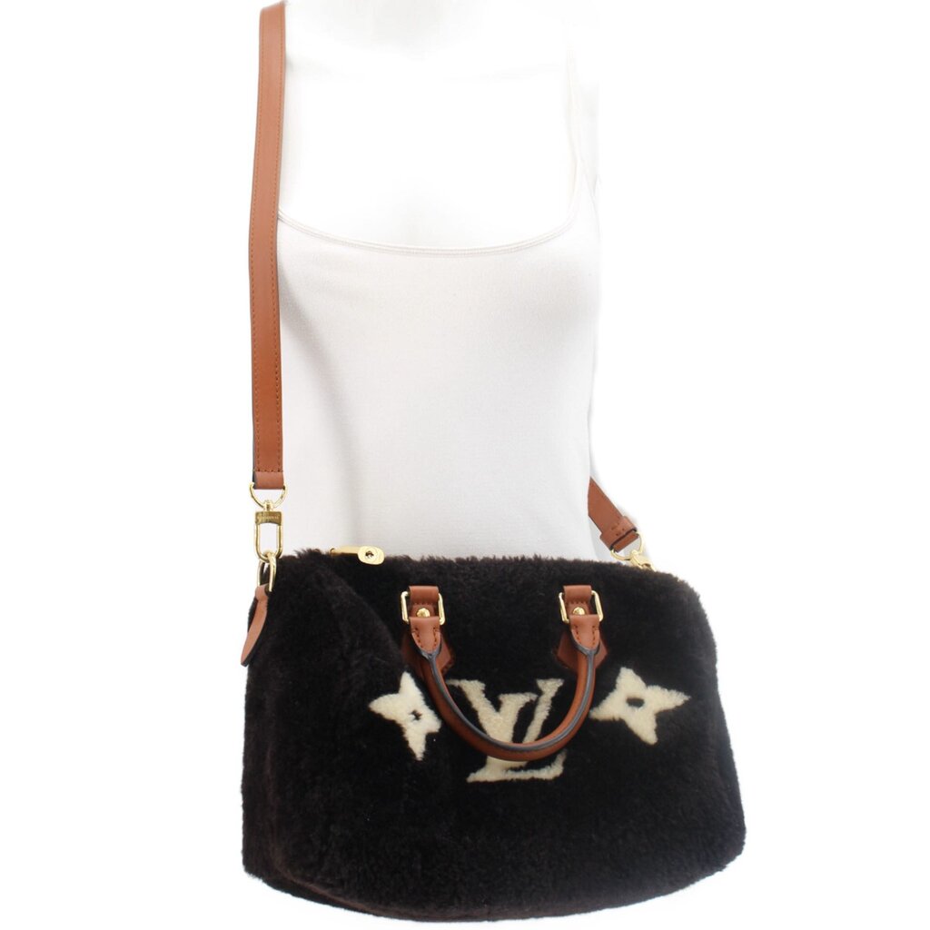 LOUIS VUITTON SPEEDY 25 SKI COZYGRAM CROSSBODYS BLACK