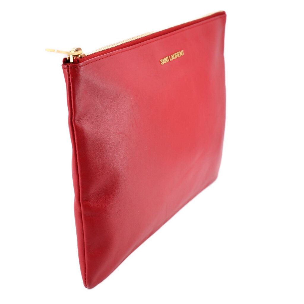 SAINT LAURENT LEATHER POUCHES RED
