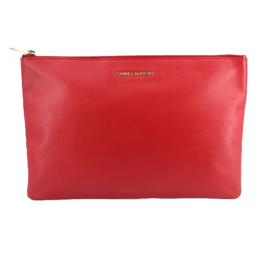 SAINT LAURENT LEATHER POUCHES RED