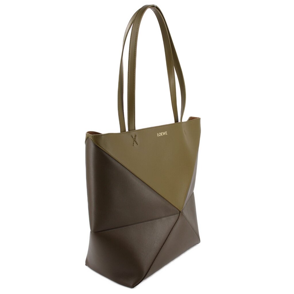 LOEWE LEATHER PUZZLE FOLD TOTES OLIVE