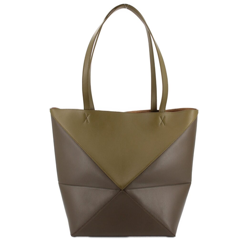 LOEWE LEATHER PUZZLE FOLD TOTES OLIVE