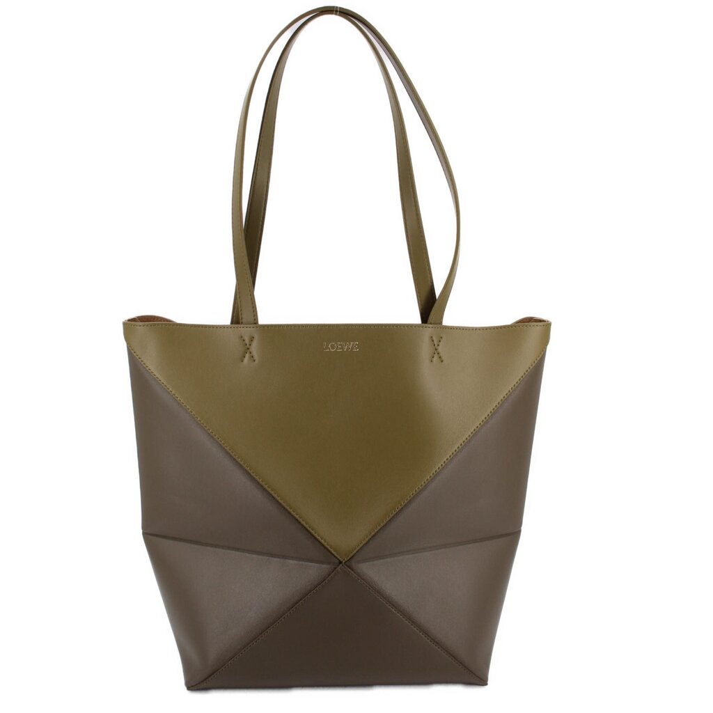 LOEWE LEATHER PUZZLE FOLD TOTES OLIVE