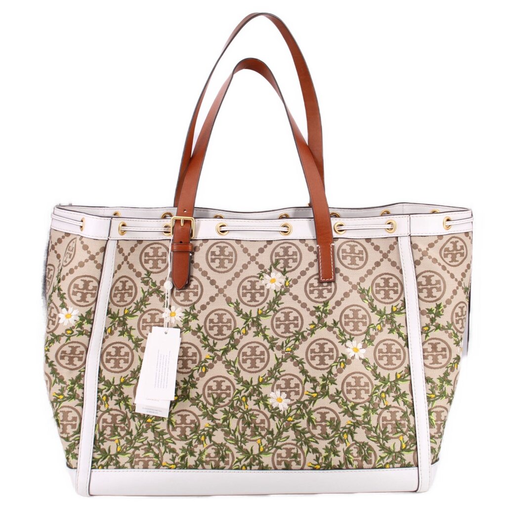 TORY BURCH T MONOGRAM TOTES BROWN/MULTI