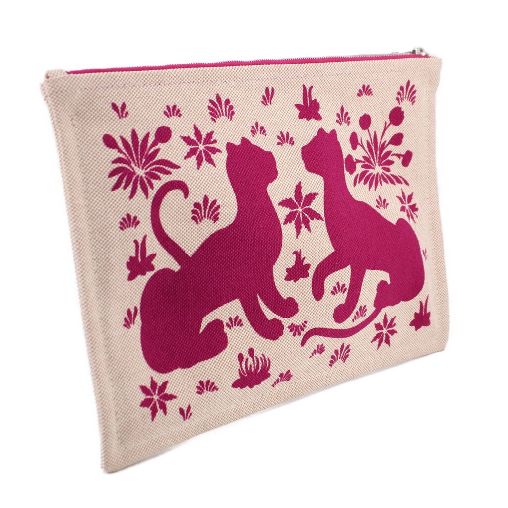 HERMES NEW YACHTING COSMETIC POUCHES BEIGE/FUCSHIA