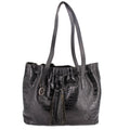 PATRICIA NASH LEATHER DRAWSTRING WHITNEY TOTES BLACK