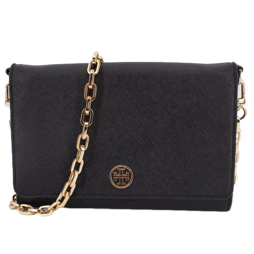 TORY BURCH EMERSON CHAIN WALLET CROSSBODYS BLACK