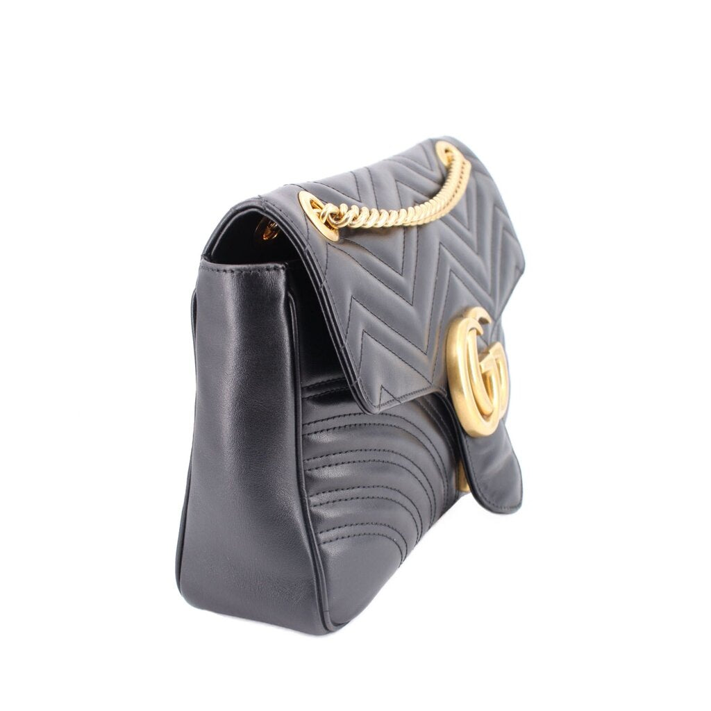 GUCCI MEDIUM MARMONT SHOULDER BAGS BLACK