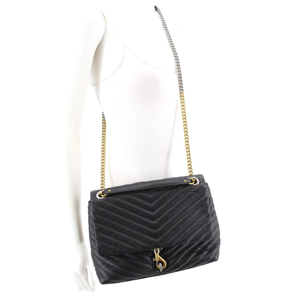 REBECCA MINKOFF EDIE FLAP SHOULDER BAGS BLACK