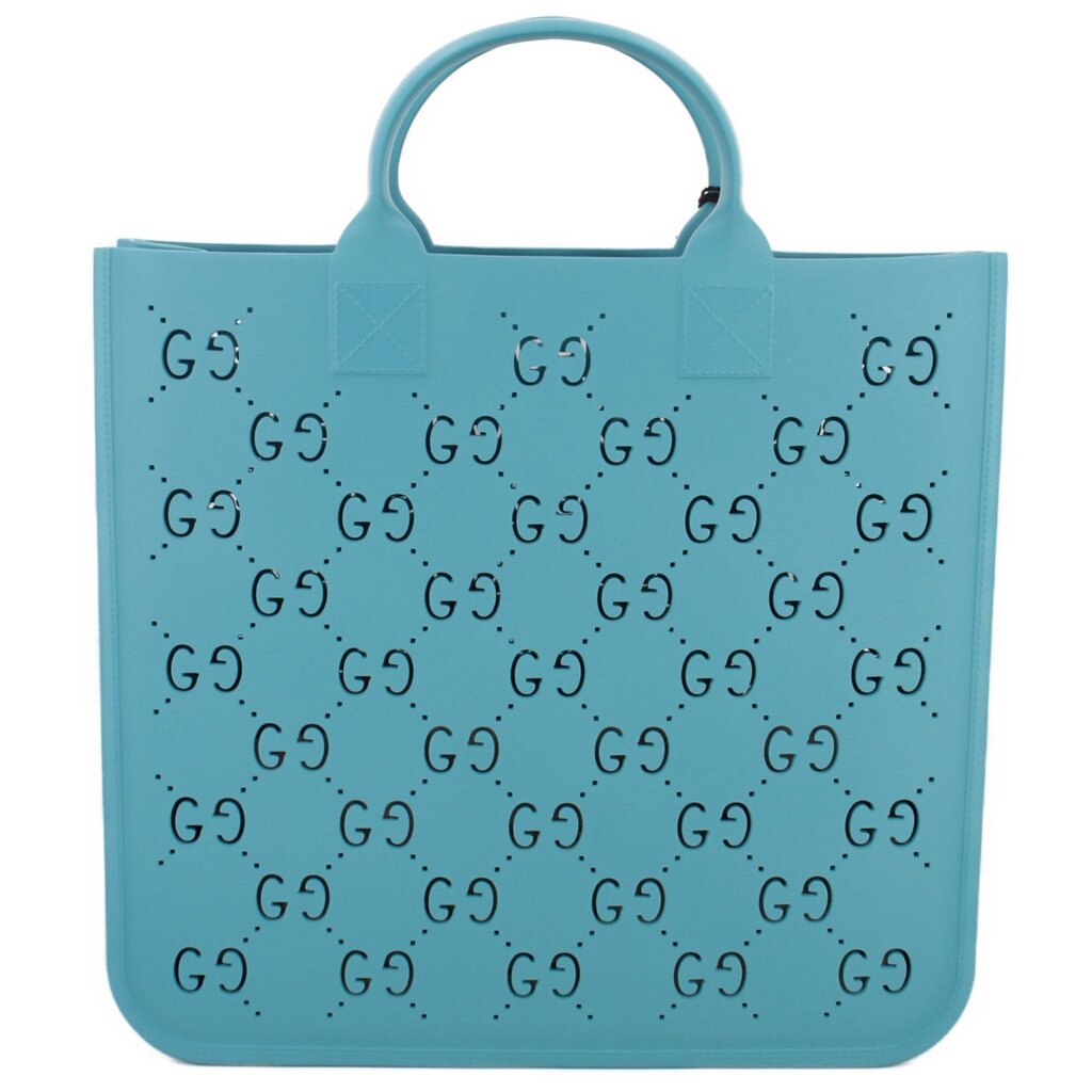 GUCCI KIDS GG SUPREME PERFORATED RUBBER TOTES TEAL