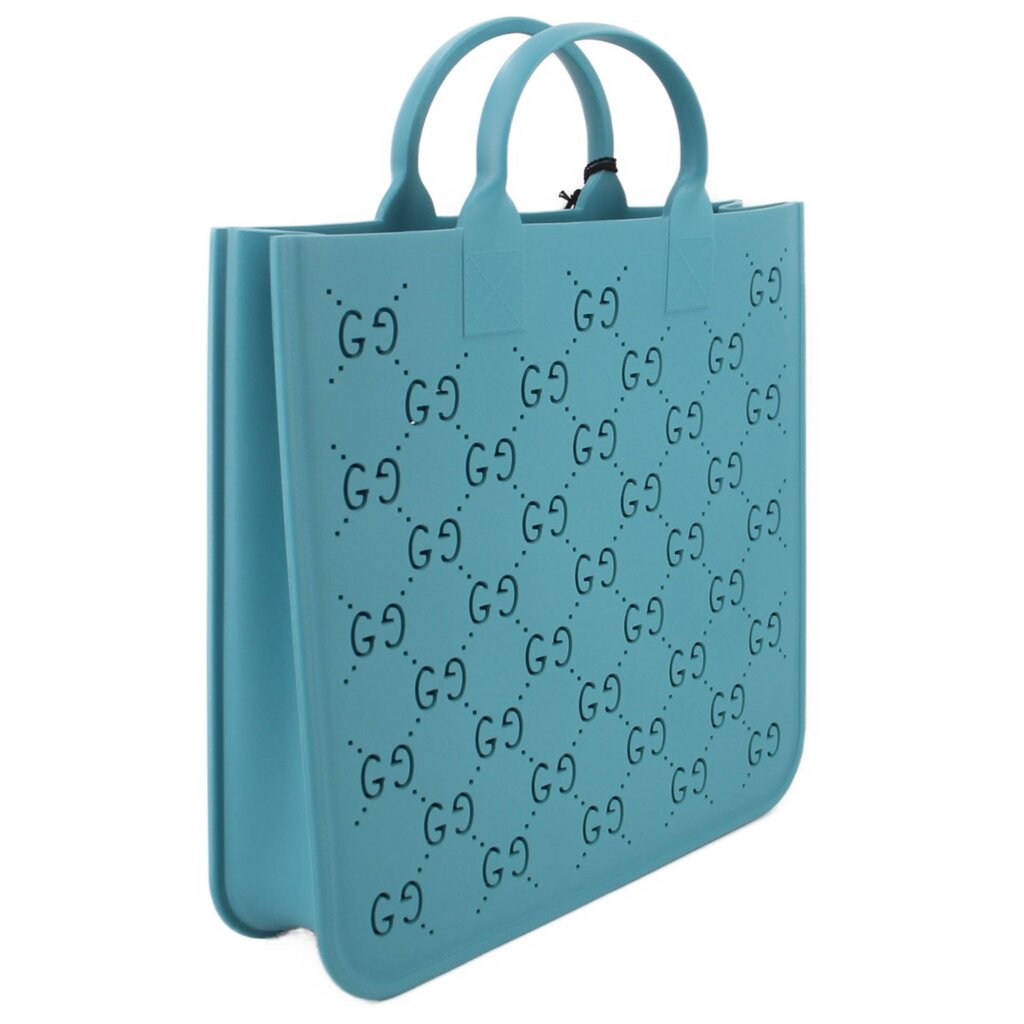 GUCCI KIDS GG SUPREME PERFORATED RUBBER TOTES TEAL