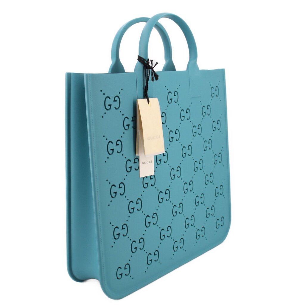 GUCCI KIDS GG SUPREME PERFORATED RUBBER TOTES TEAL