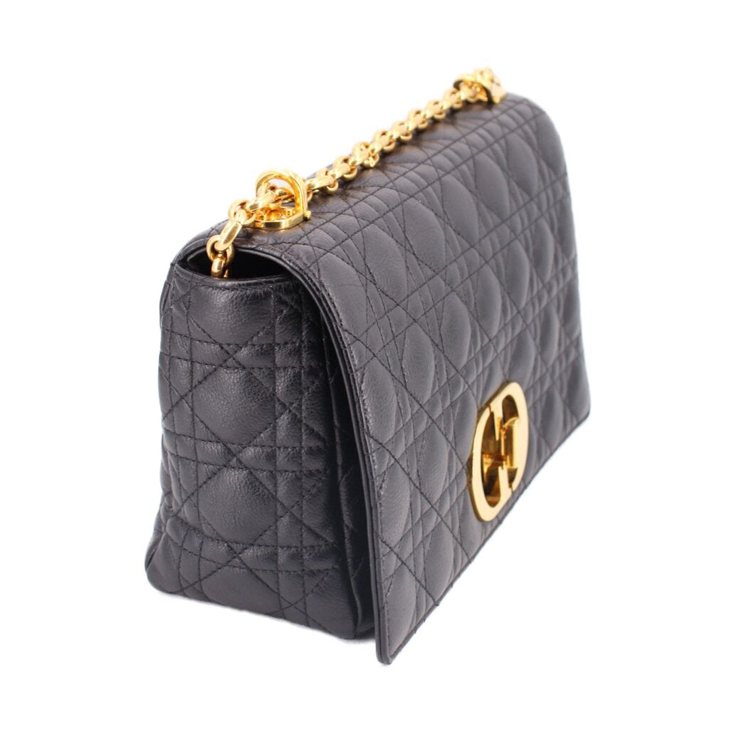 CHRISTIAN DIOR MEDIUM CARO SHOULDER BAGS BLACK