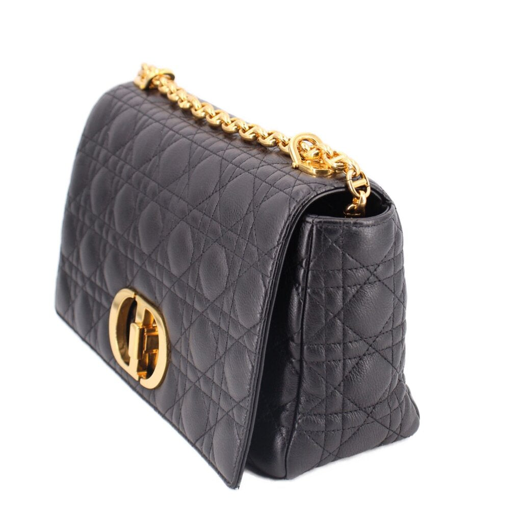 CHRISTIAN DIOR MEDIUM CARO SHOULDER BAGS BLACK