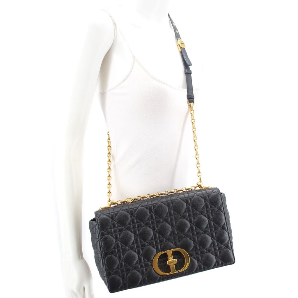 CHRISTIAN DIOR MEDIUM CARO SHOULDER BAGS BLACK