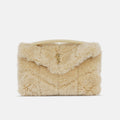Saint Luarent Medium Lou Puffer - Beige Shearling | Gold Hardware