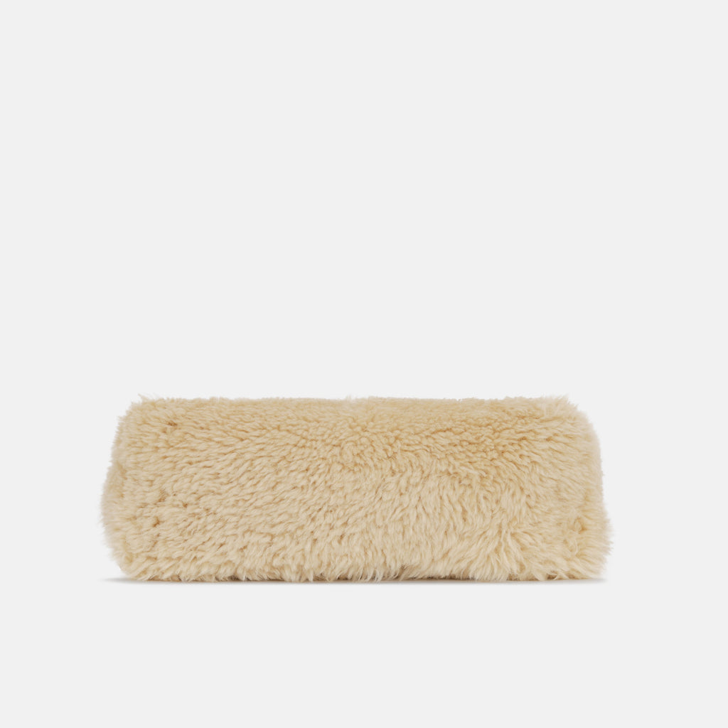 Saint Luarent Medium Lou Puffer - Beige Shearling | Gold Hardware