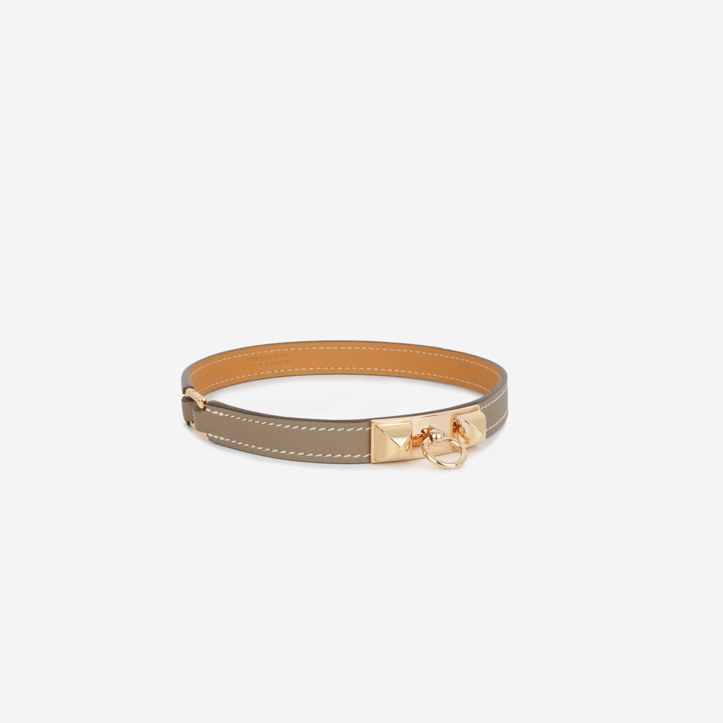 Hermès Rivale Double Tour Bracelet - Etoupe Swift | Rose Gold Hardware