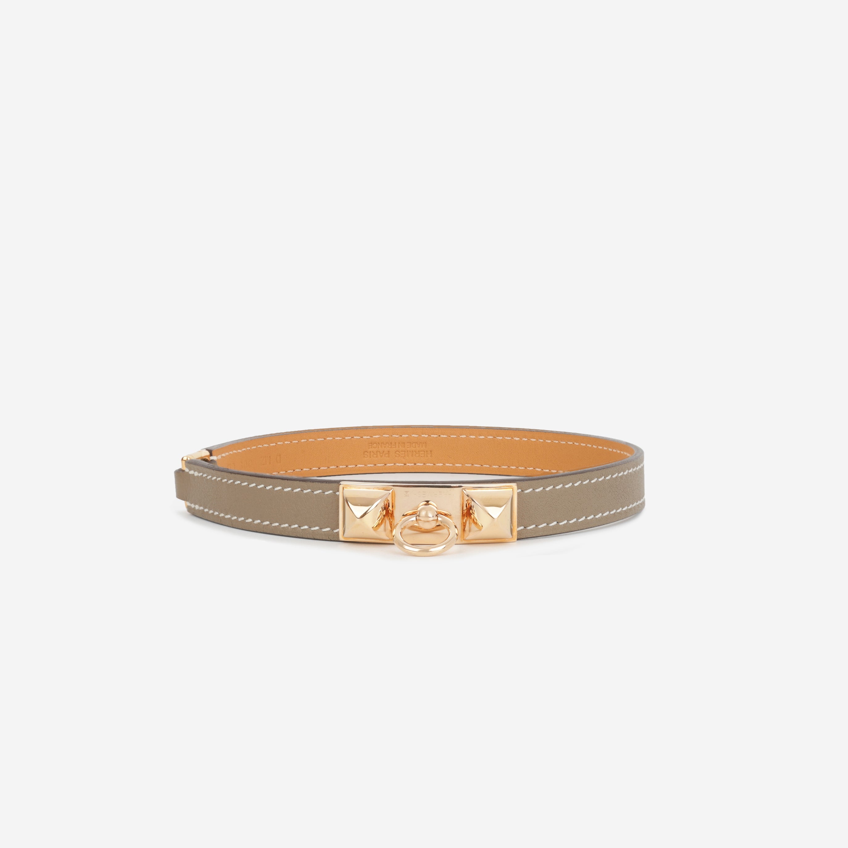 Hermès Rivale Double Tour Bracelet - Etoupe Swift | Rose Gold Hardware