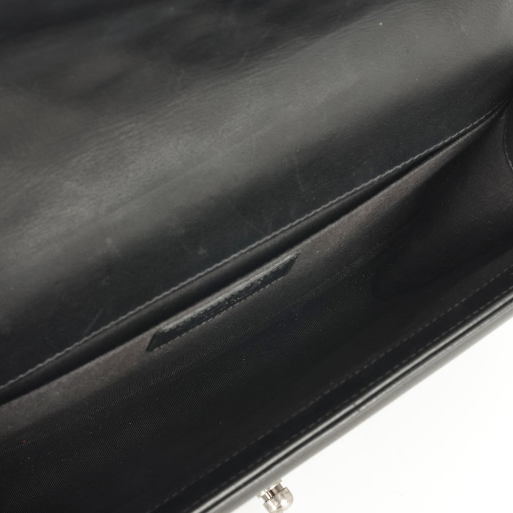 Chanel Old Medium Boy Bag - Black Lambskin | Ruthenium Hardware