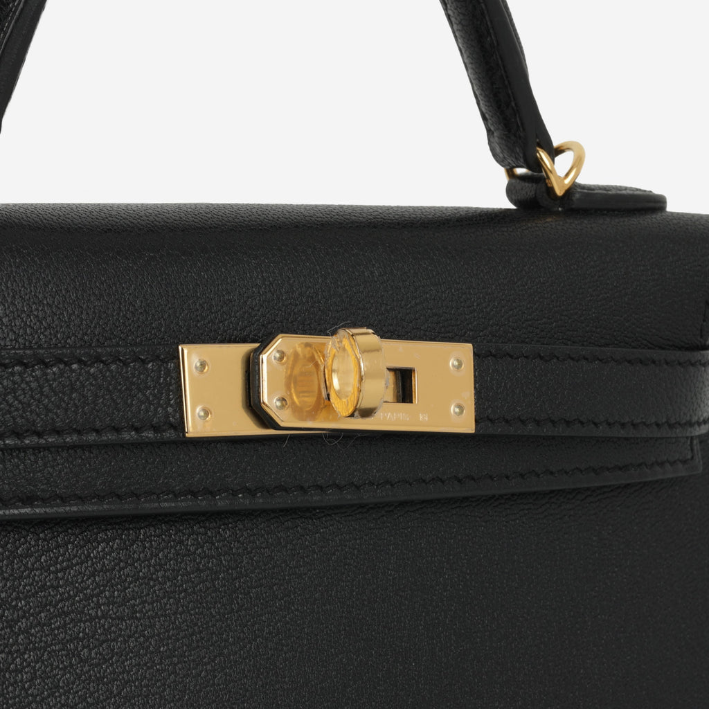 Hermès Mini Kelly - Black Chevre Chamkila | Gold Hardware