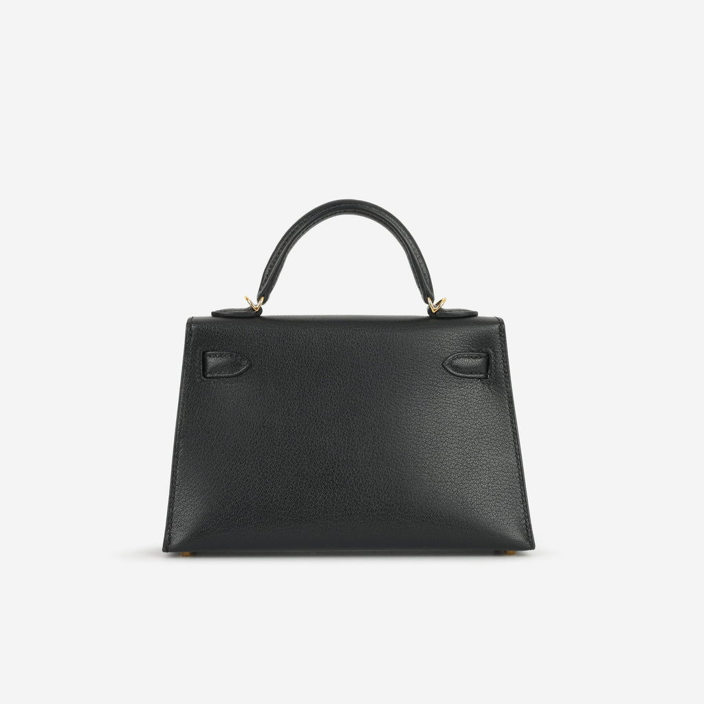 Hermès Mini Kelly - Black Chevre Chamkila | Gold Hardware