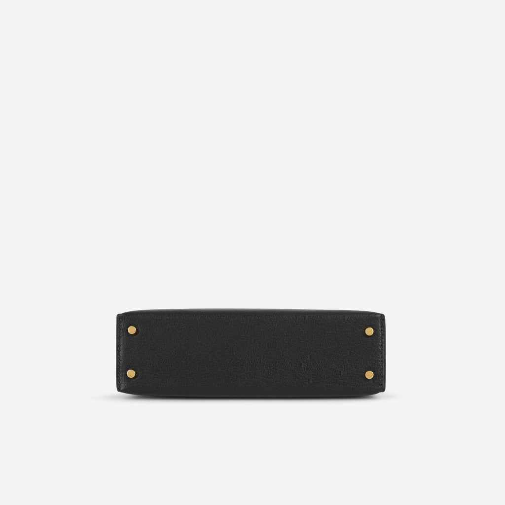 Hermès Mini Kelly - Black Chevre Chamkila | Gold Hardware