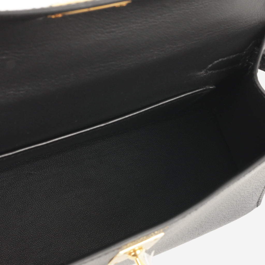Hermès Mini Kelly - Black Chevre Chamkila | Gold Hardware