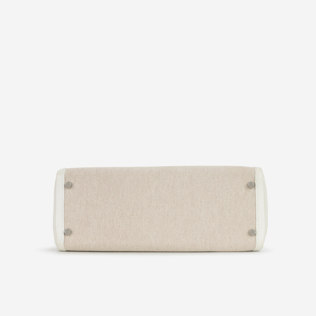 Hermès Vintage Kelly 32 - Blanc Swift / Ecru Toile | Palladium Hardware