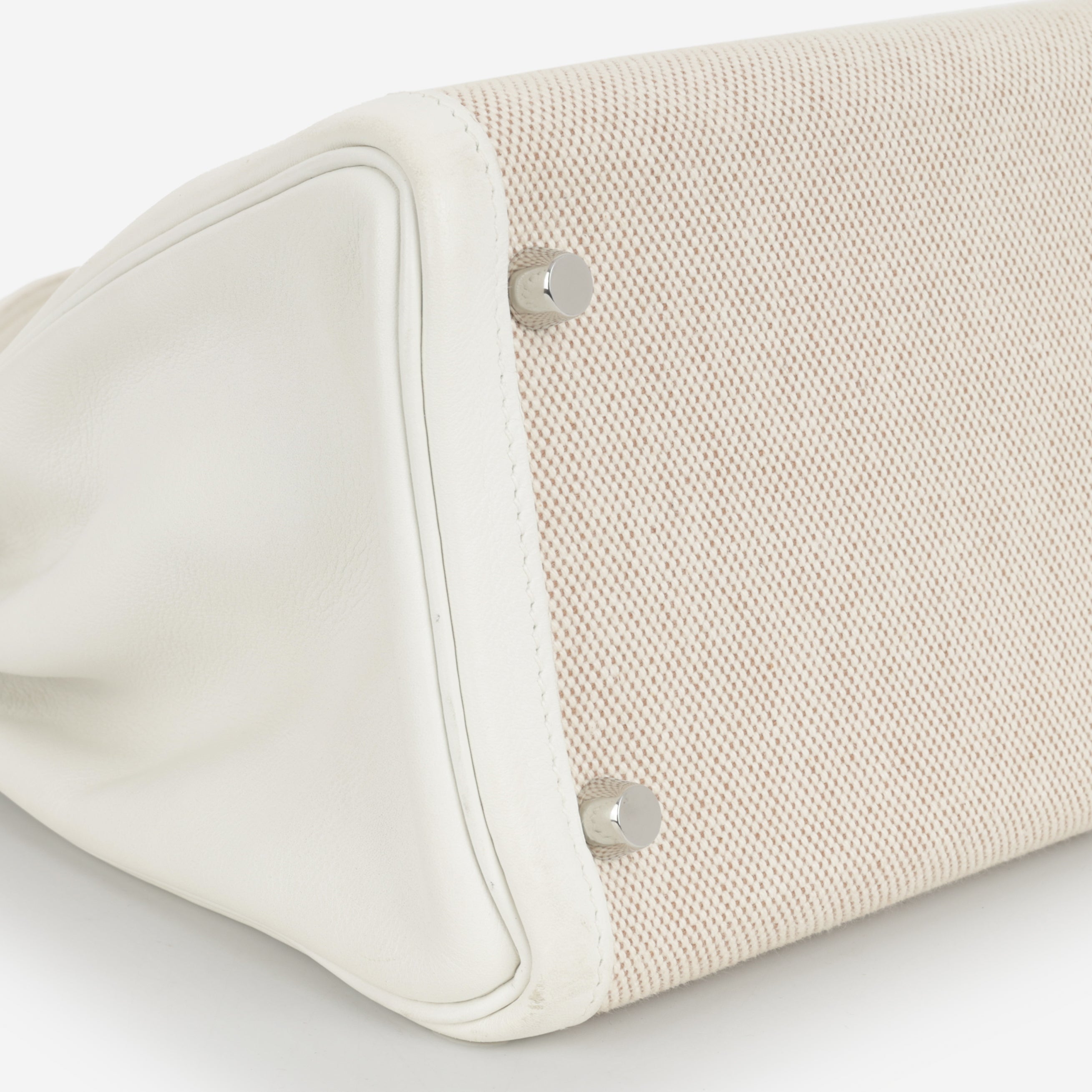 Hermès Vintage Kelly 32 - Blanc Swift / Ecru Toile | Palladium Hardware