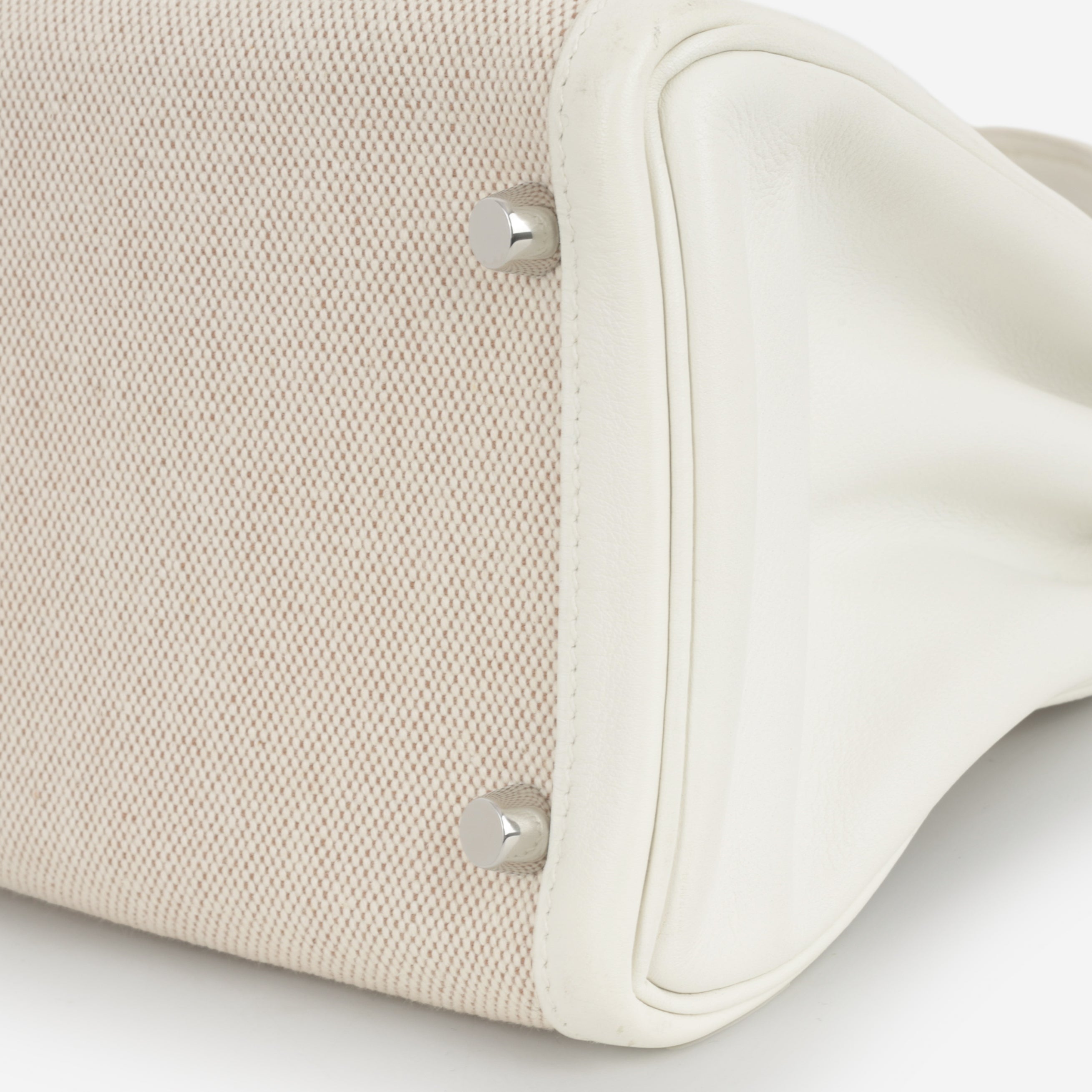 Hermès Vintage Kelly 32 - Blanc Swift / Ecru Toile | Palladium Hardware