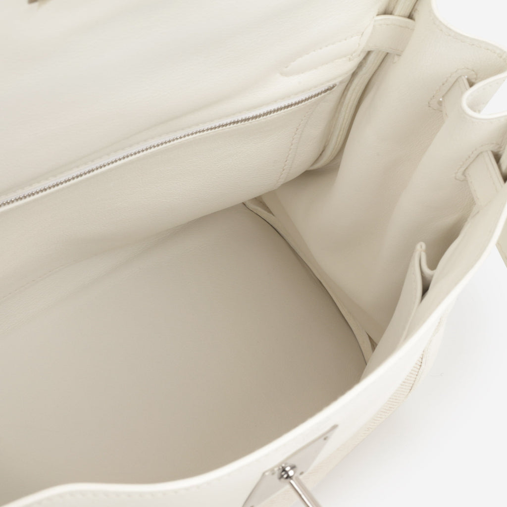 Hermès Vintage Kelly 32 - Blanc Swift / Ecru Toile | Palladium Hardware