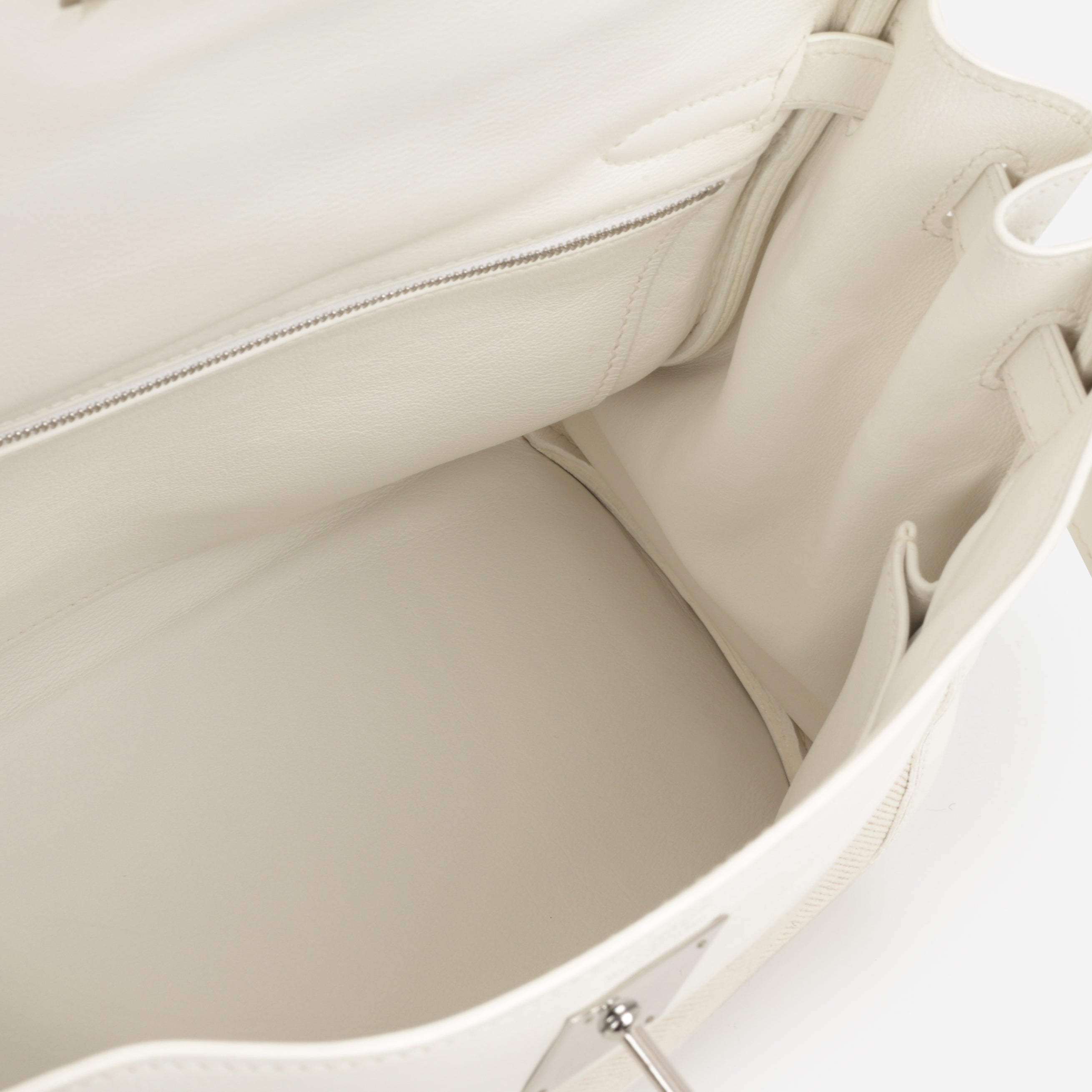Hermès Vintage Kelly 32 - Blanc Swift / Ecru Toile | Palladium Hardware